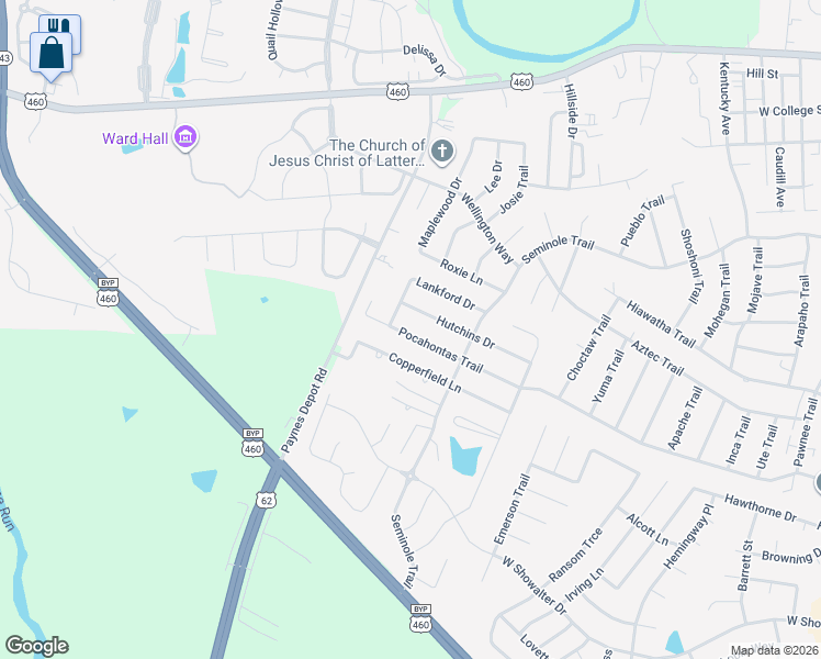 map of restaurants, bars, coffee shops, grocery stores, and more near 815 Pocahontas Trail in Georgetown