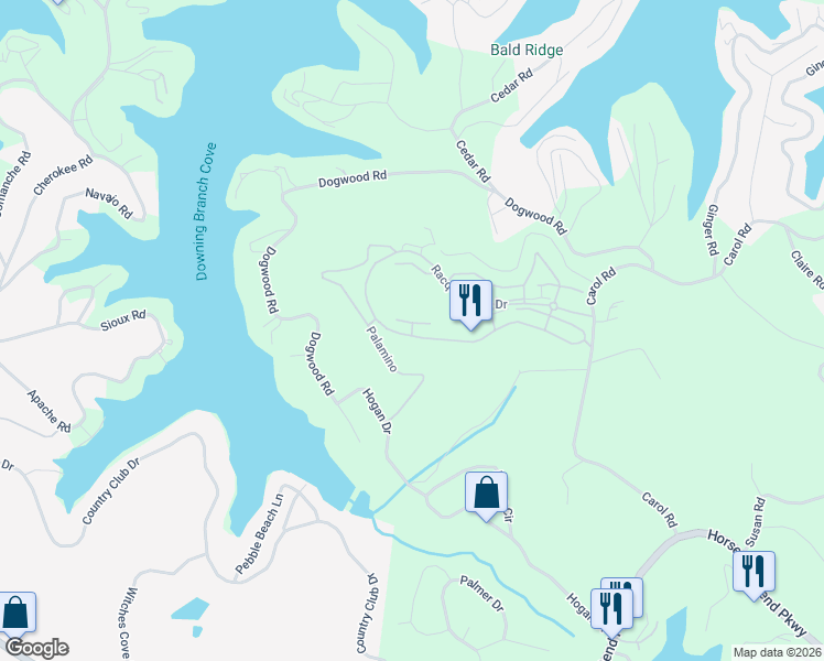 map of restaurants, bars, coffee shops, grocery stores, and more near Del Mar in Lake Ozark