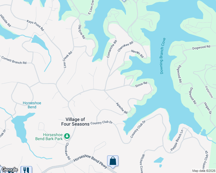 map of restaurants, bars, coffee shops, grocery stores, and more near Cherokee Road in Lake Ozark