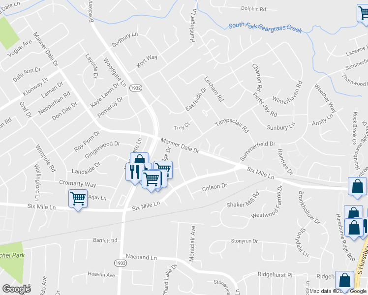 map of restaurants, bars, coffee shops, grocery stores, and more near 2609 Hunsinger Ln in Louisville