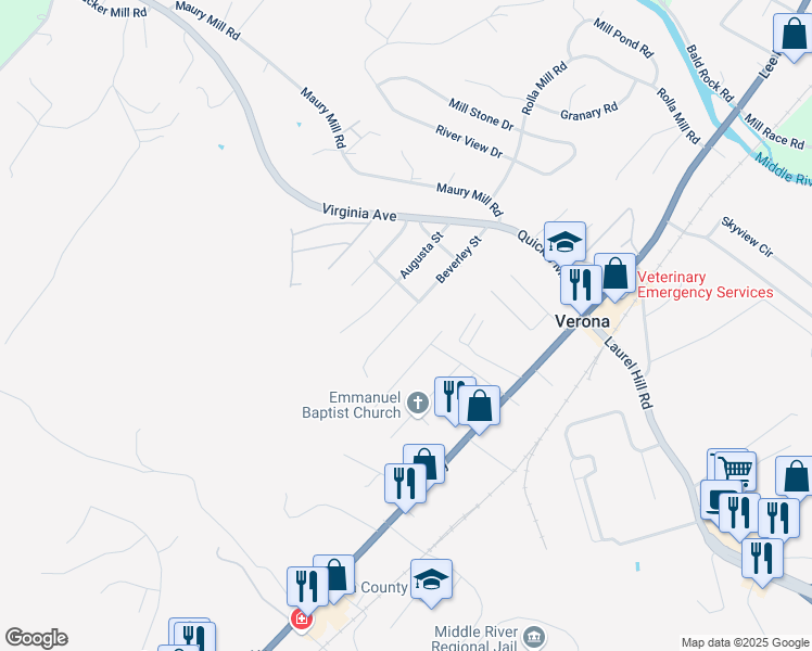 map of restaurants, bars, coffee shops, grocery stores, and more near 116 Beverley Street in Verona