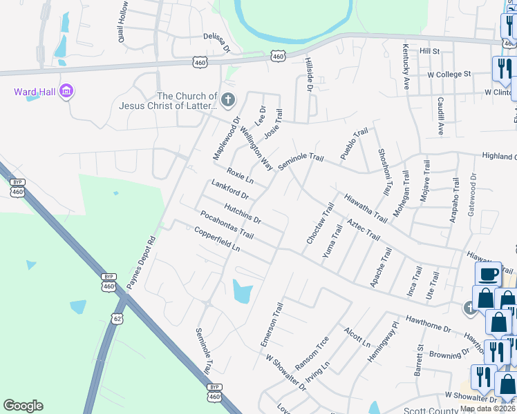 map of restaurants, bars, coffee shops, grocery stores, and more near 704 Seminole Trail in Georgetown