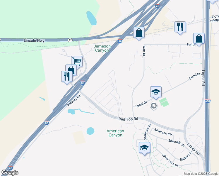 map of restaurants, bars, coffee shops, grocery stores, and more near 5279 Waterleaf Lane in Fairfield