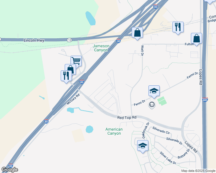 map of restaurants, bars, coffee shops, grocery stores, and more near 5279 Waterleaf Lane in Fairfield