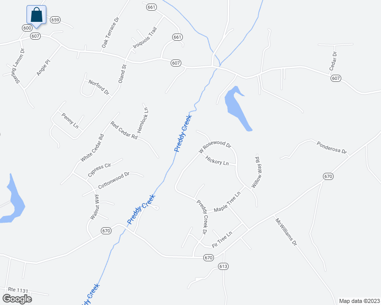 map of restaurants, bars, coffee shops, grocery stores, and more near 289 West Rosewood Drive in Barboursville