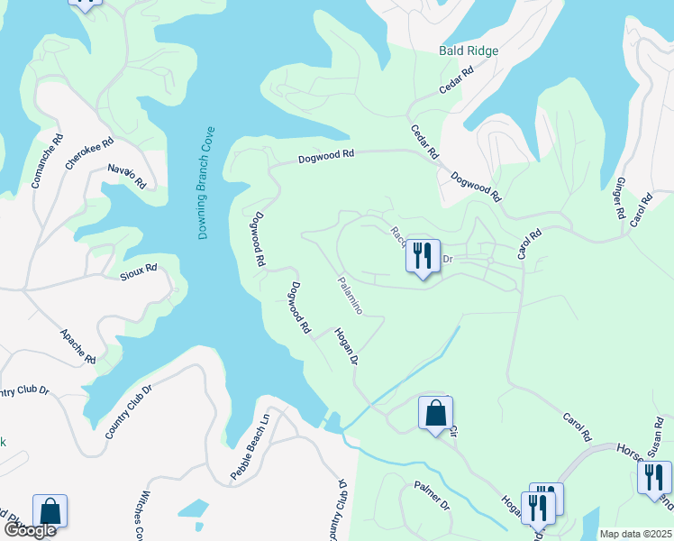 map of restaurants, bars, coffee shops, grocery stores, and more near Racquet Club Drive in Lake Ozark