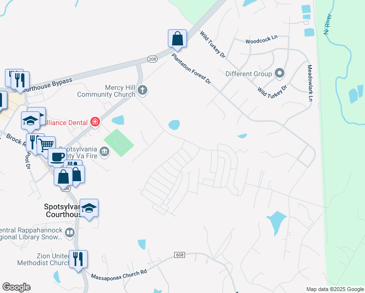 map of restaurants, bars, coffee shops, grocery stores, and more near 8724 Wilmore Lane in Spotsylvania Courthouse