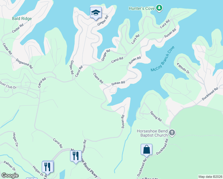 map of restaurants, bars, coffee shops, grocery stores, and more near 932 Susan Road in Lake Ozark