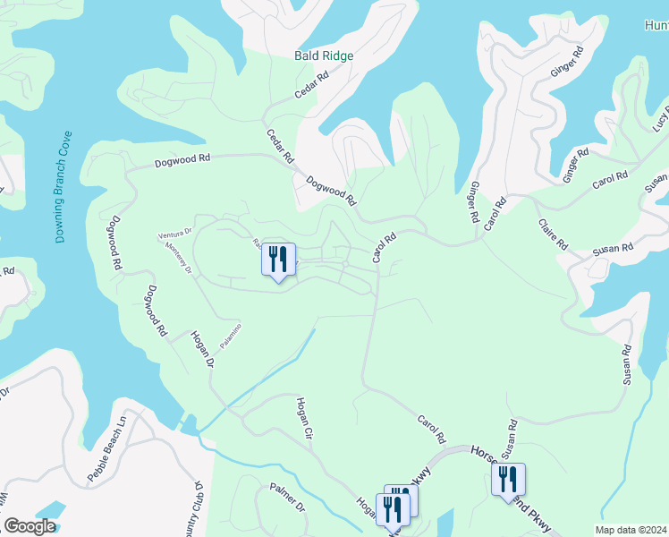 map of restaurants, bars, coffee shops, grocery stores, and more near 23 Laguna Drive in Lake Ozark