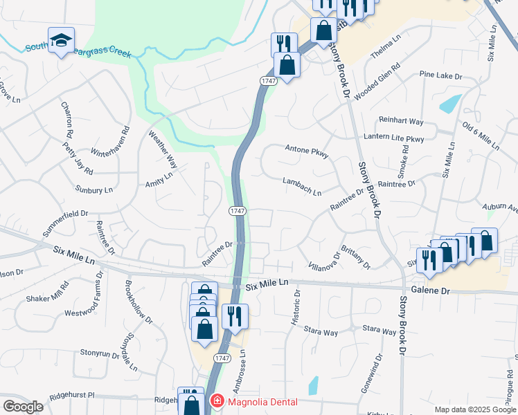map of restaurants, bars, coffee shops, grocery stores, and more near 8611 Fenwick Creek Place in Louisville