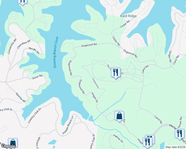 map of restaurants, bars, coffee shops, grocery stores, and more near 656 Racquet Club Drive in Lake Ozark