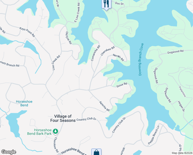 map of restaurants, bars, coffee shops, grocery stores, and more near 22 Vajo Court in Lake Ozark