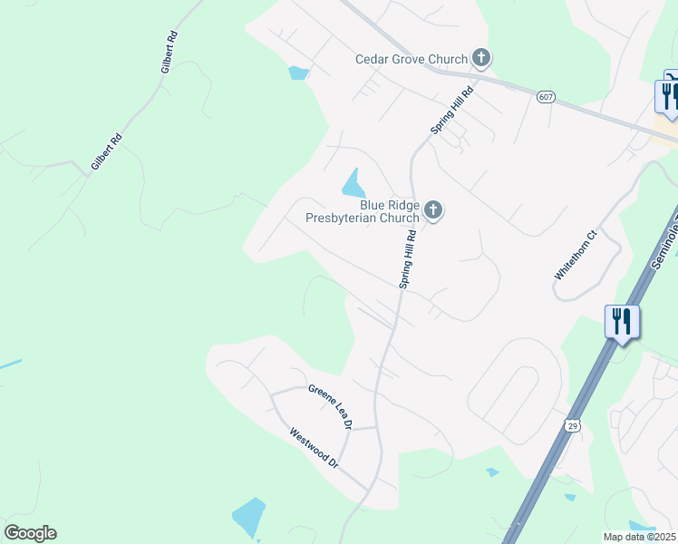 map of restaurants, bars, coffee shops, grocery stores, and more near 165 Rustling Oaks Way in Ruckersville