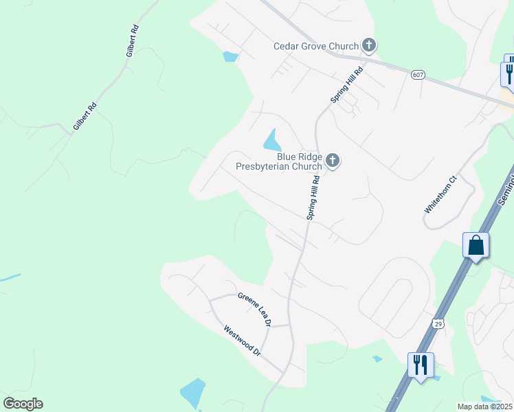 map of restaurants, bars, coffee shops, grocery stores, and more near 183 Rustling Oaks Way in Ruckersville
