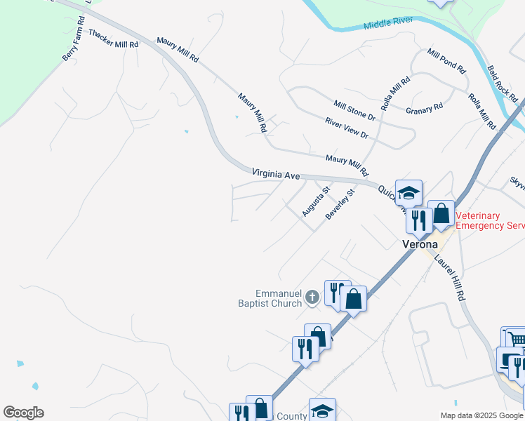map of restaurants, bars, coffee shops, grocery stores, and more near 62 Washington Street in Verona