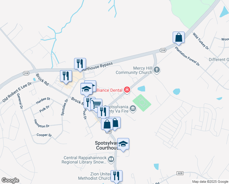 map of restaurants, bars, coffee shops, grocery stores, and more near 7907 Independence Drive in Spotsylvania Courthouse