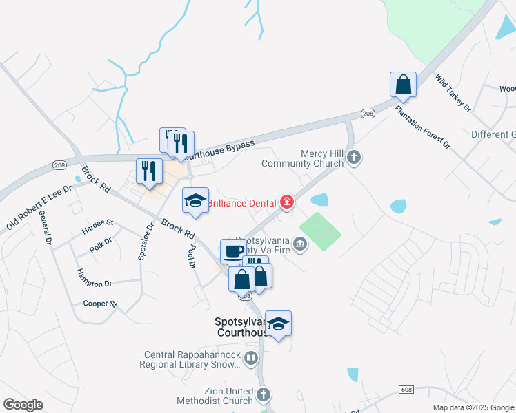 map of restaurants, bars, coffee shops, grocery stores, and more near 7907 Independence Drive in Spotsylvania Courthouse