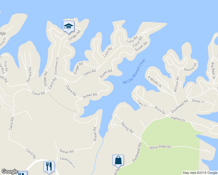 map of restaurants, bars, coffee shops, grocery stores, and more near 696 Susan Road in Lake Ozark