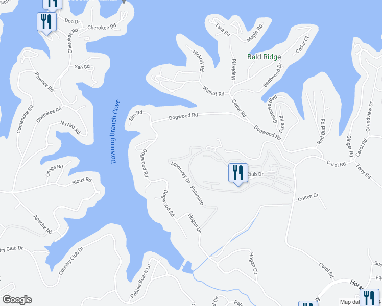 map of restaurants, bars, coffee shops, grocery stores, and more near Ventura Drive in Lake Ozark