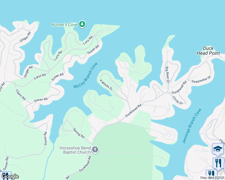 map of restaurants, bars, coffee shops, grocery stores, and more near 4 Winds Drive in Lake Ozark