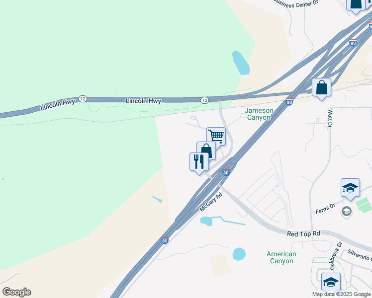 map of restaurants, bars, coffee shops, grocery stores, and more near 117 Red Top Road in Fairfield