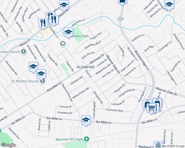 map of restaurants, bars, coffee shops, grocery stores, and more near in Louisville
