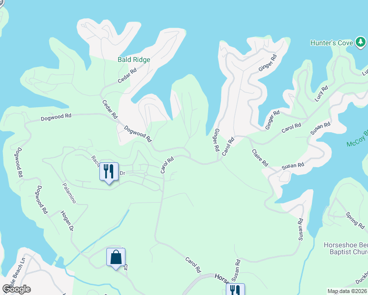 map of restaurants, bars, coffee shops, grocery stores, and more near 2-98 Madeira Cove Road in Lake Ozark