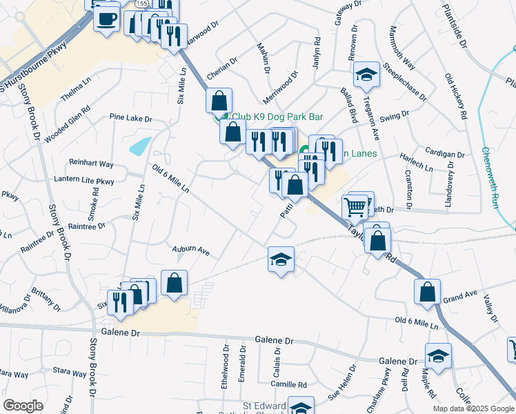 map of restaurants, bars, coffee shops, grocery stores, and more near 292 Stoke on Trent Street in Jeffersontown
