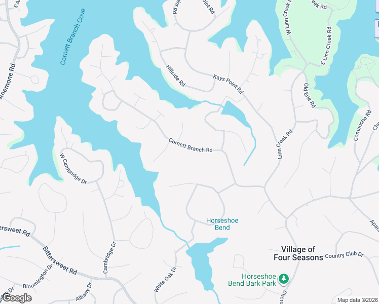 map of restaurants, bars, coffee shops, grocery stores, and more near Cornett Branch Rd in Lake Ozark