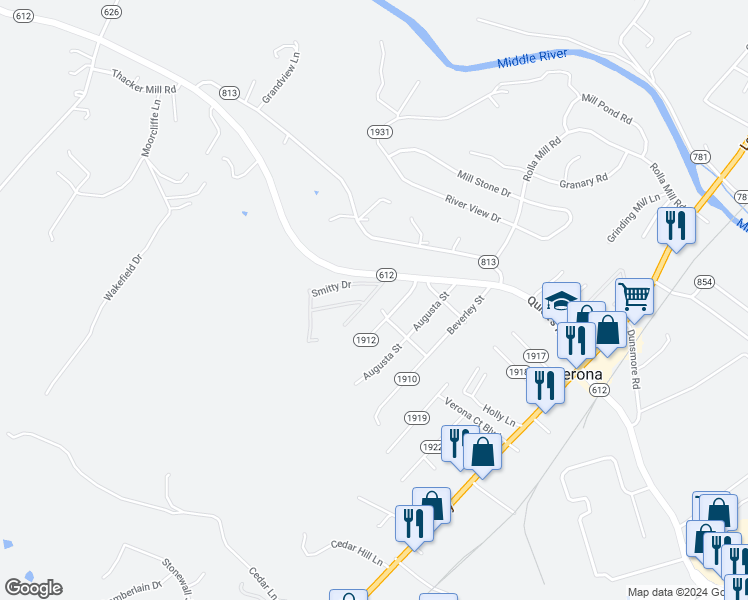 map of restaurants, bars, coffee shops, grocery stores, and more near 28 Washington Street in Verona