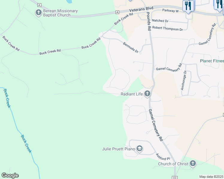 map of restaurants, bars, coffee shops, grocery stores, and more near 1954 Masters Drive in Festus