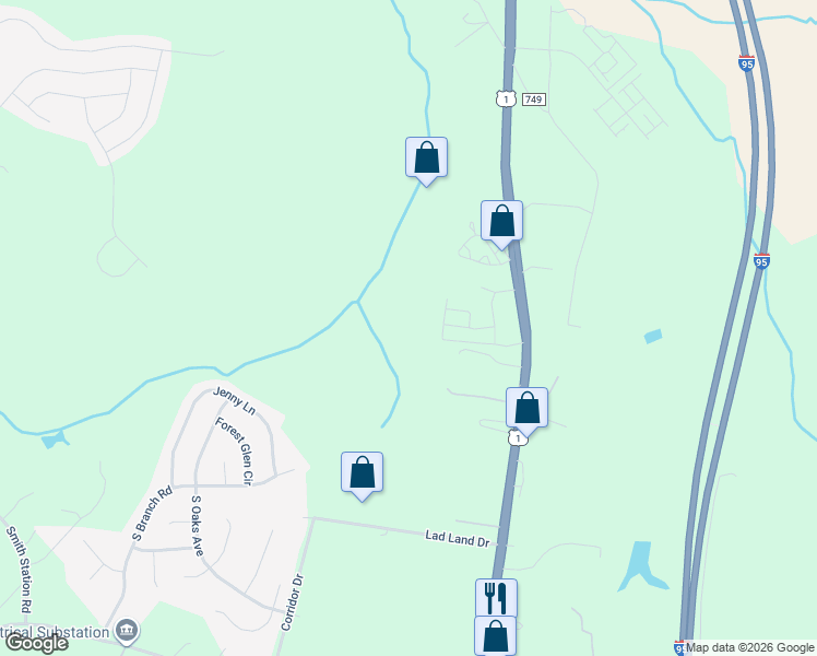 map of restaurants, bars, coffee shops, grocery stores, and more near 9012 Jefferson Davis Highway in Fredericksburg