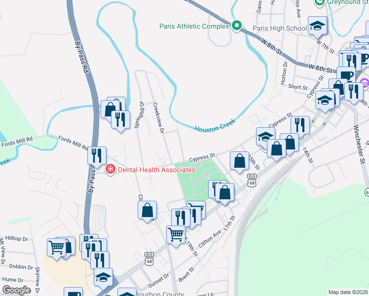map of restaurants, bars, coffee shops, grocery stores, and more near 236 Kentucky Avenue in Paris