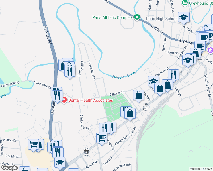 map of restaurants, bars, coffee shops, grocery stores, and more near 236 Kentucky Avenue in Paris