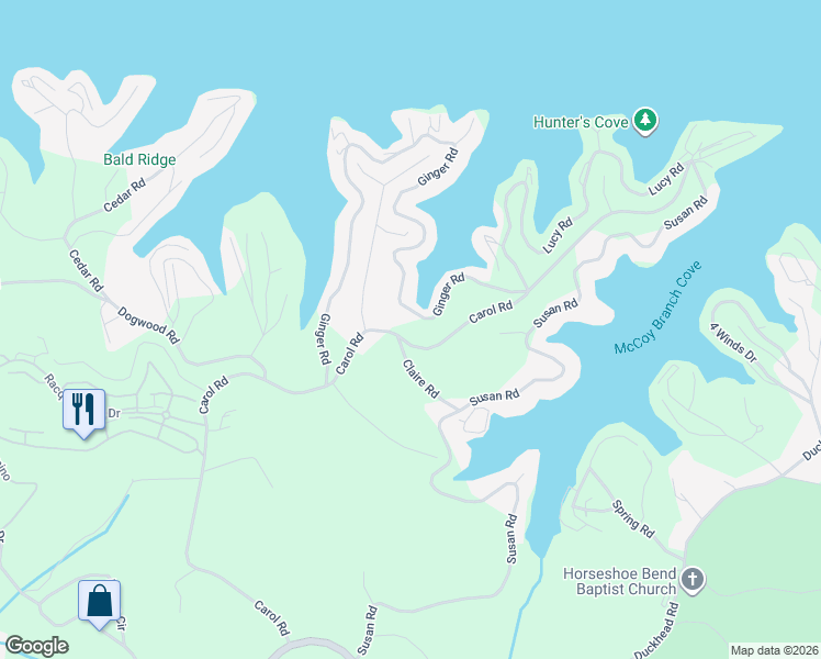 map of restaurants, bars, coffee shops, grocery stores, and more near 1192 Carol Road in Lake Ozark