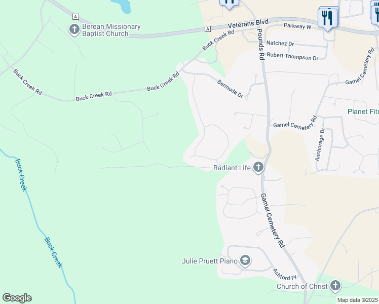 map of restaurants, bars, coffee shops, grocery stores, and more near 1954 Masters Dr in Festus