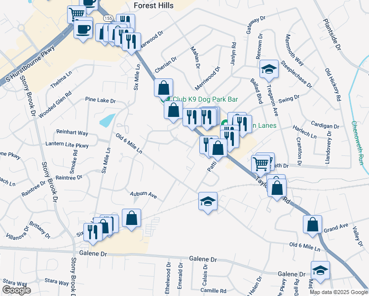 map of restaurants, bars, coffee shops, grocery stores, and more near 244 Stoke on Trent Street in Jeffersontown