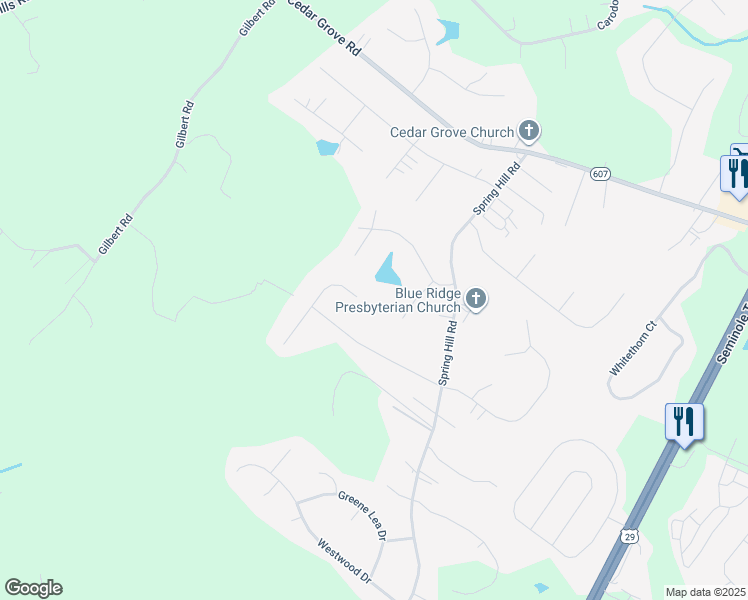 map of restaurants, bars, coffee shops, grocery stores, and more near 59 Wexford Ridge Road in Ruckersville