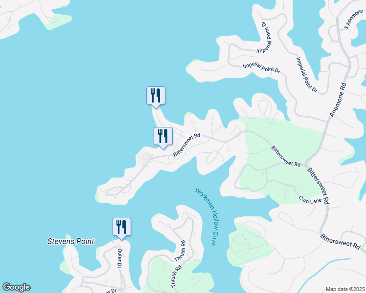 map of restaurants, bars, coffee shops, grocery stores, and more near 56 Sweet William Road in Lake Ozark