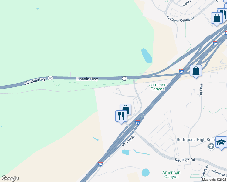map of restaurants, bars, coffee shops, grocery stores, and more near 117 Red Top Road in Fairfield