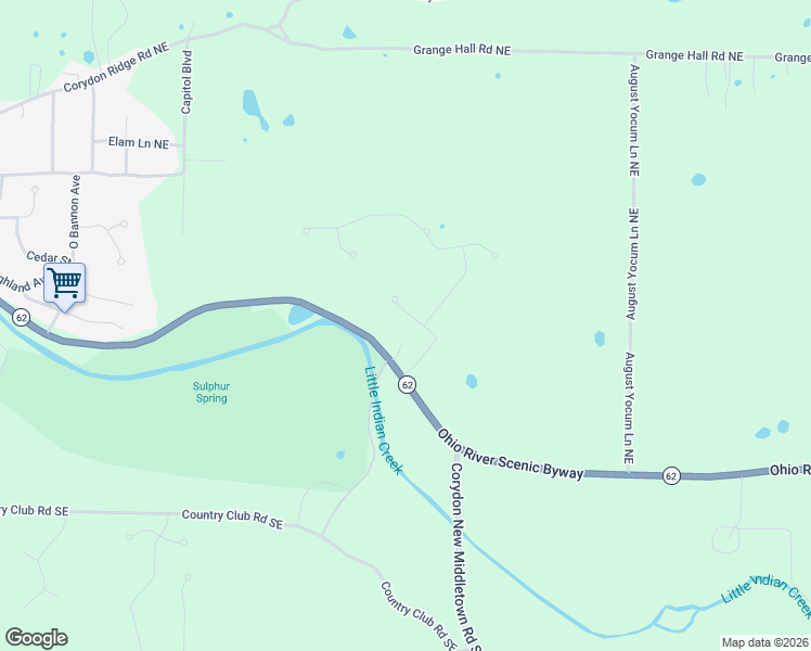 map of restaurants, bars, coffee shops, grocery stores, and more near 1505 Willow Creek Drive Northeast in Corydon