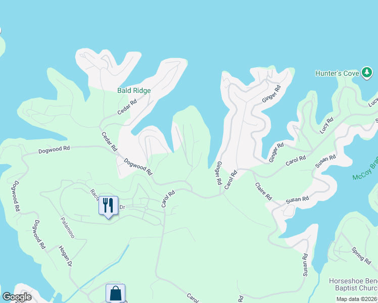 map of restaurants, bars, coffee shops, grocery stores, and more near 119 Hidden Harbor Drive in Lake Ozark
