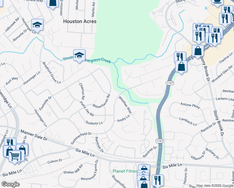 map of restaurants, bars, coffee shops, grocery stores, and more near 2800 Summerfield Drive in Louisville