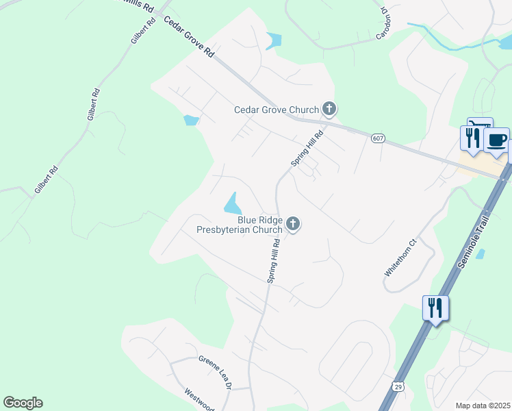 map of restaurants, bars, coffee shops, grocery stores, and more near 59 Wexford Ridge Road in Ruckersville