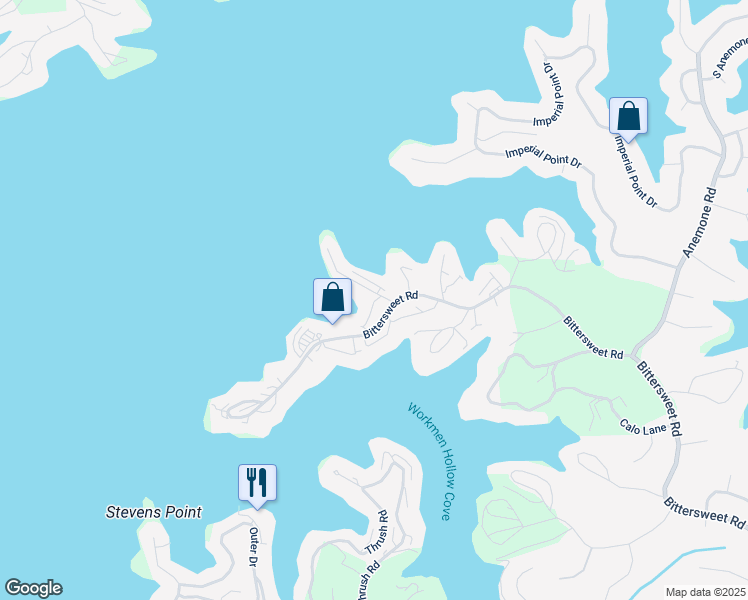 map of restaurants, bars, coffee shops, grocery stores, and more near 56 Sweet William Road in Lake Ozark