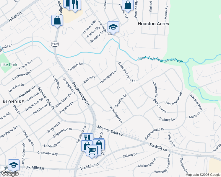map of restaurants, bars, coffee shops, grocery stores, and more near 2803 Lexham Road in Louisville