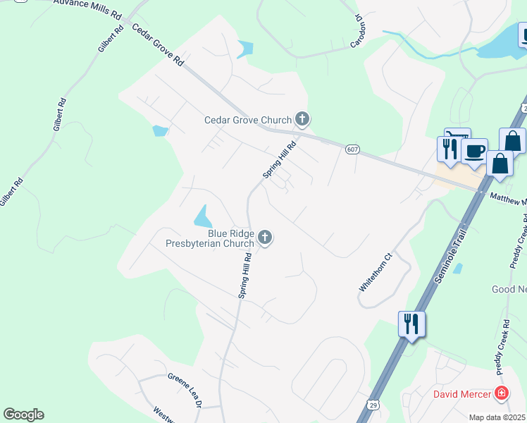 map of restaurants, bars, coffee shops, grocery stores, and more near 82 Northridge Road in Ruckersville