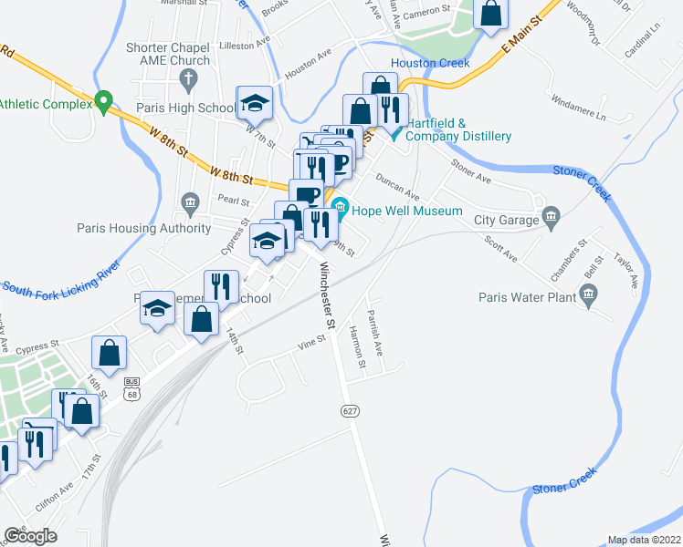 map of restaurants, bars, coffee shops, grocery stores, and more near 132 East 10th Street in Paris