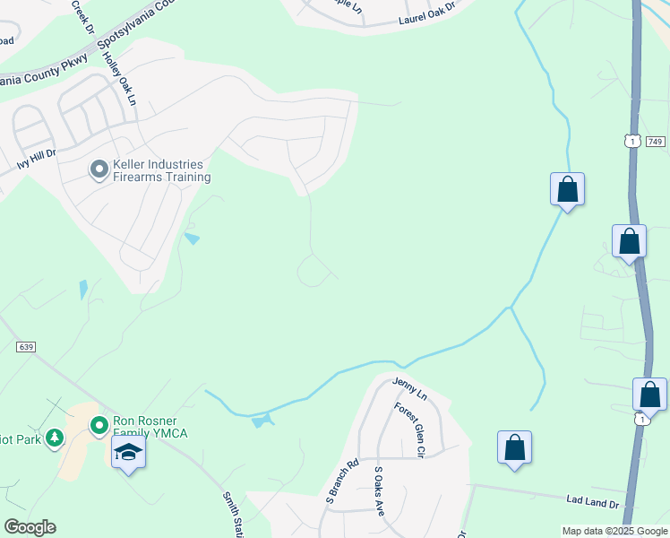 map of restaurants, bars, coffee shops, grocery stores, and more near 8903 Maple Run Drive in Fredericksburg