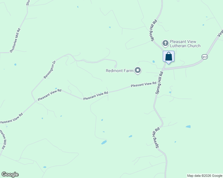 map of restaurants, bars, coffee shops, grocery stores, and more near 147 Pleasant View Road in Staunton